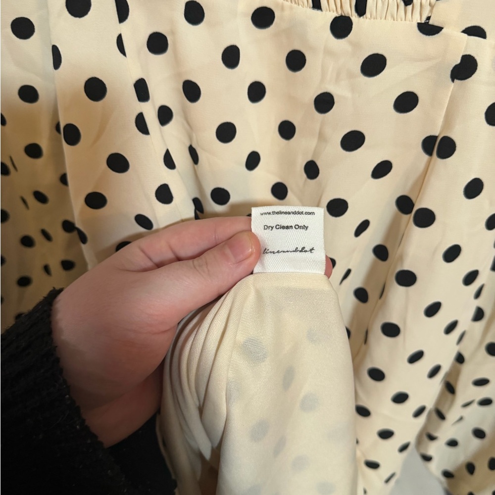 NWT Line & Dot Cream Polka Dot Long Sleeve Cut Out Tie-Front Dress - Picture 10 of 10